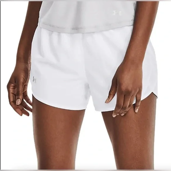 SOLD‼️ NWT Under Armour Fly-By 2.0 Training Shorts White Logo - Picture 4 of 9